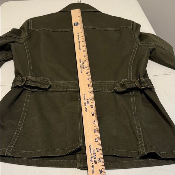 Women Utility Field Safari Cotton Olive Cinched Waist military Jacket Med - Picture 14 of 16